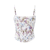Oligai Summer Cropped Top Women 2025 New Arrivals Floral Print Sexy Corset Top Short  Lace Up Camis Women's Clothing - Image 5