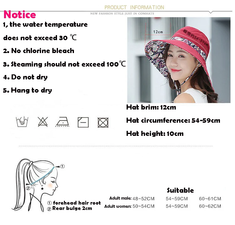 Bucket Hat, Panama Damen-Sonnenschutzhut im koreanischen Stil, Strandhut, winddichter, atmungsaktiver Hut, Hüte für Damen, Reisemütze S67 – Detail 1