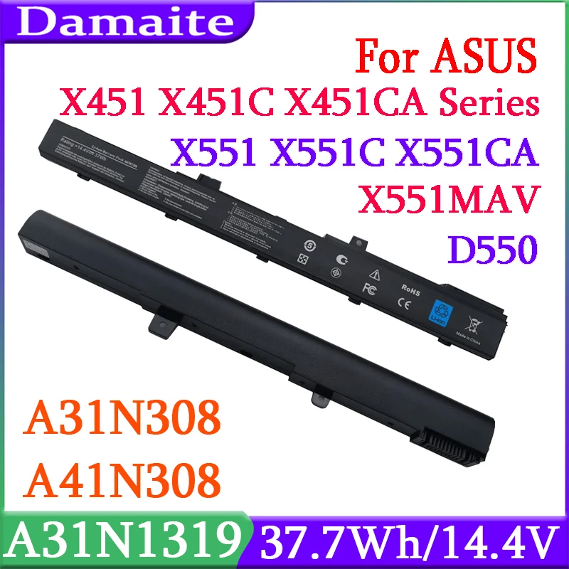 

A31N1319 A41N1308 Laptop Battery FOR ASUS X451 X451CA X551 X551C X451C X551CA 0B110-00250100 00B110-00250600 14.4V 37Wh