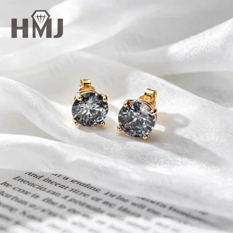 Einzigartige Salz- und Pfeffer-Diamant-Ohrringe aus 925er Sterlingsilber, grau, runder Schliff, Jubiläumsgeschenk, edler Schmuck für Damen – Detail 10
