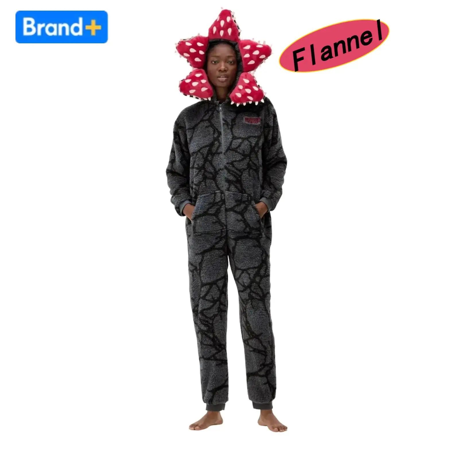 بيجامة جديدة من الفلانيل الناعمة لعام 2025 بدلة حفلات للبالغين على شكل رسوم كرتونية