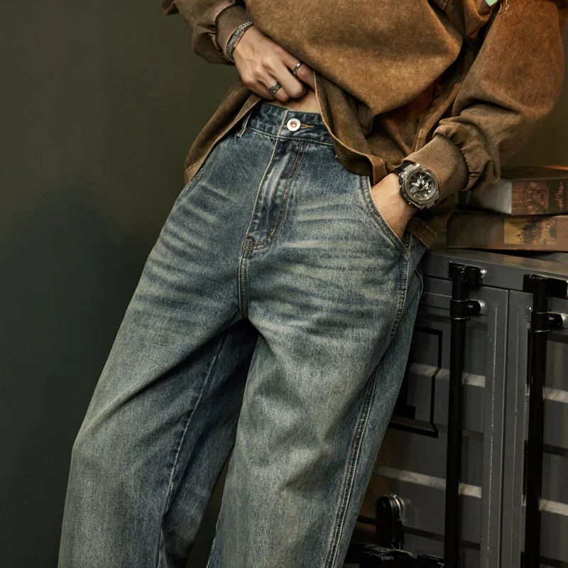 Baggy Jeans Men Wide Leg Pants Casual Oversize Jeans For Men Clothing Loose Fit Streetwear Male Denim Trousers Fashion Pockets