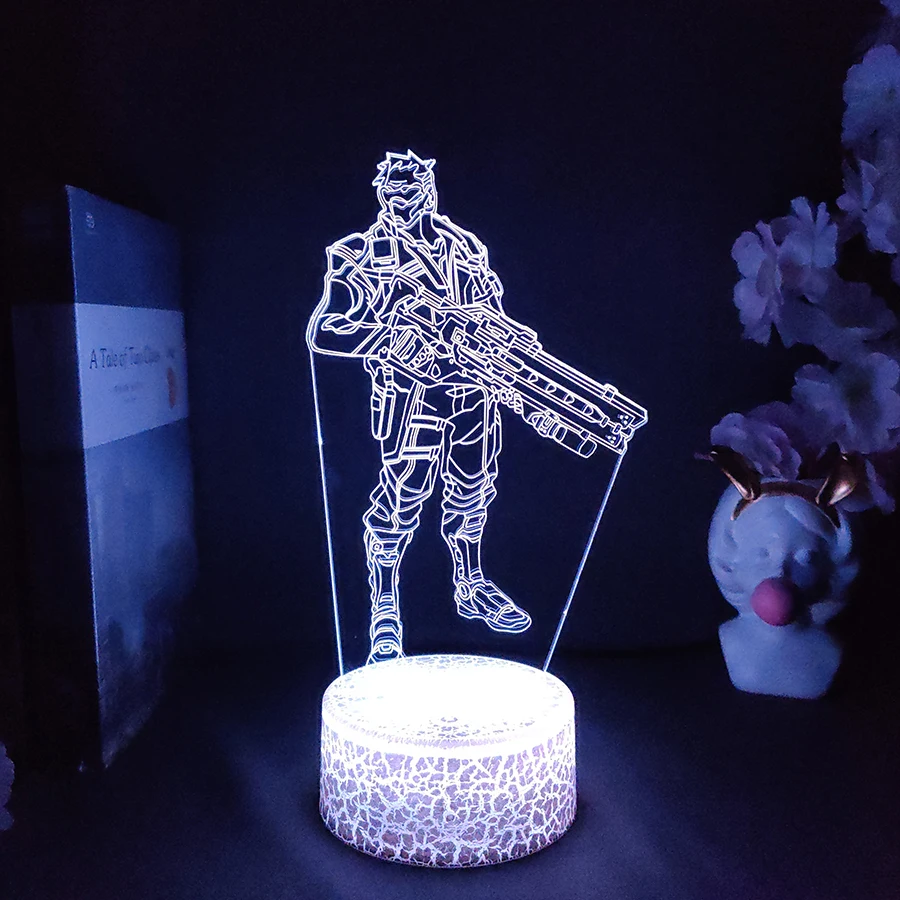 Overwatch OW Game Figure Lamp Soldier:76 3D Led Neon RGB Night Lights Birthday Gift For Friends Gaming Room Tablorful Decoration