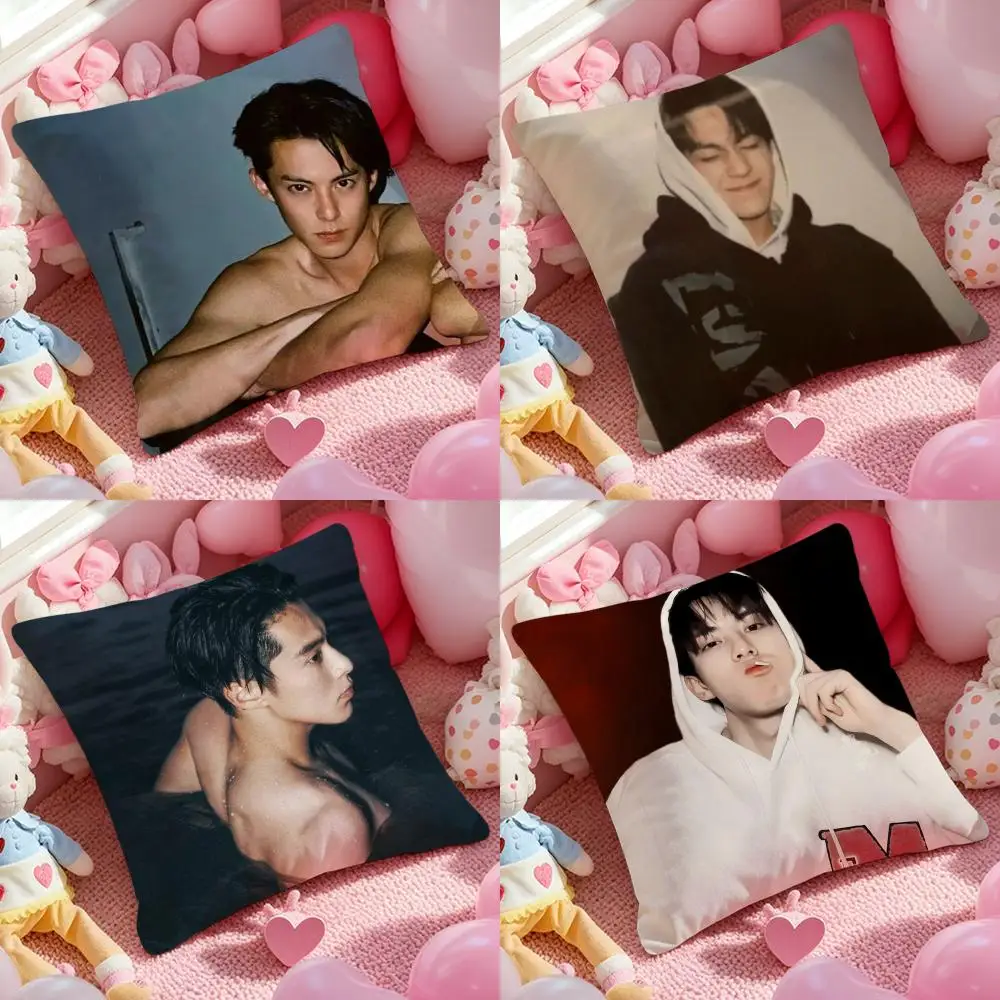 Dylan Wang Chinese Actor Anti-Dustmite Pillowcase Silky Short Plush Sofa Cushion Cover with Invisible Zipper