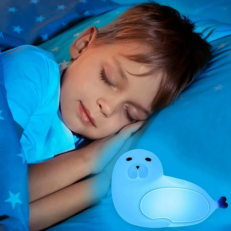 Lampka nocna lwa morskiego Gradient silikonowa lampa siedmiokolorowa lampa nocna do sypialni w domu pielęgnacja oczu lampka nocna dla dzieci