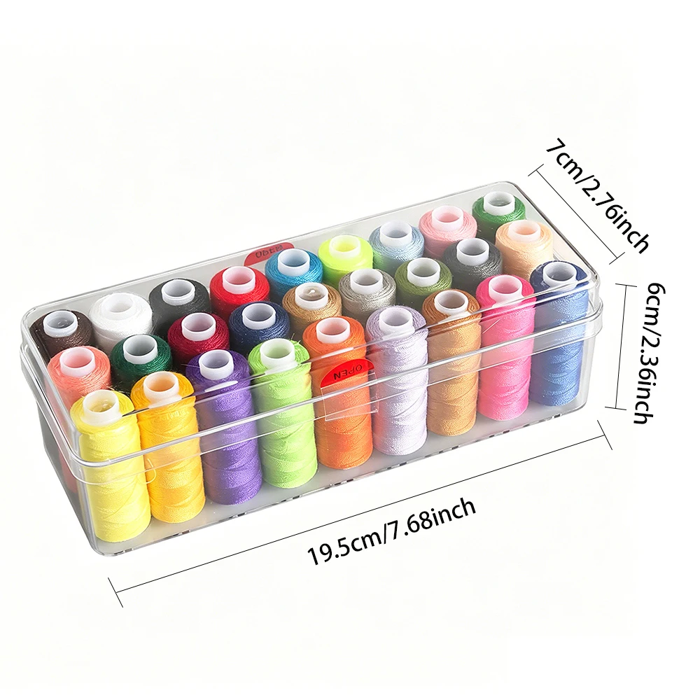 27 Farben Polyester-Nähgarn-Set mit Transparenter Aufbewahrungsbox – Detail 2