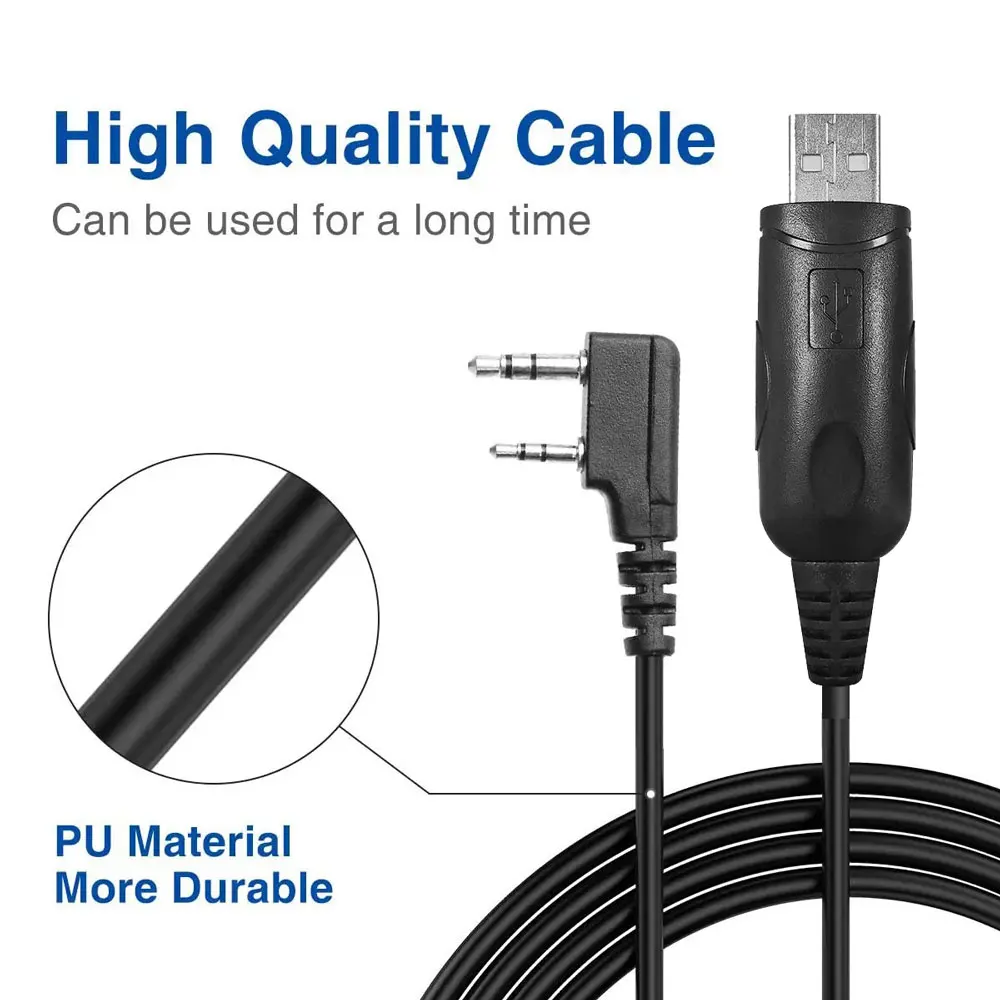 USB-кабель для программирования рации Baofeng UV-5R 888S UV-21 Pro Quansheng UV-K58 TK11 Radtel RT-860 900 с 2-контактным разъемом Kenwood