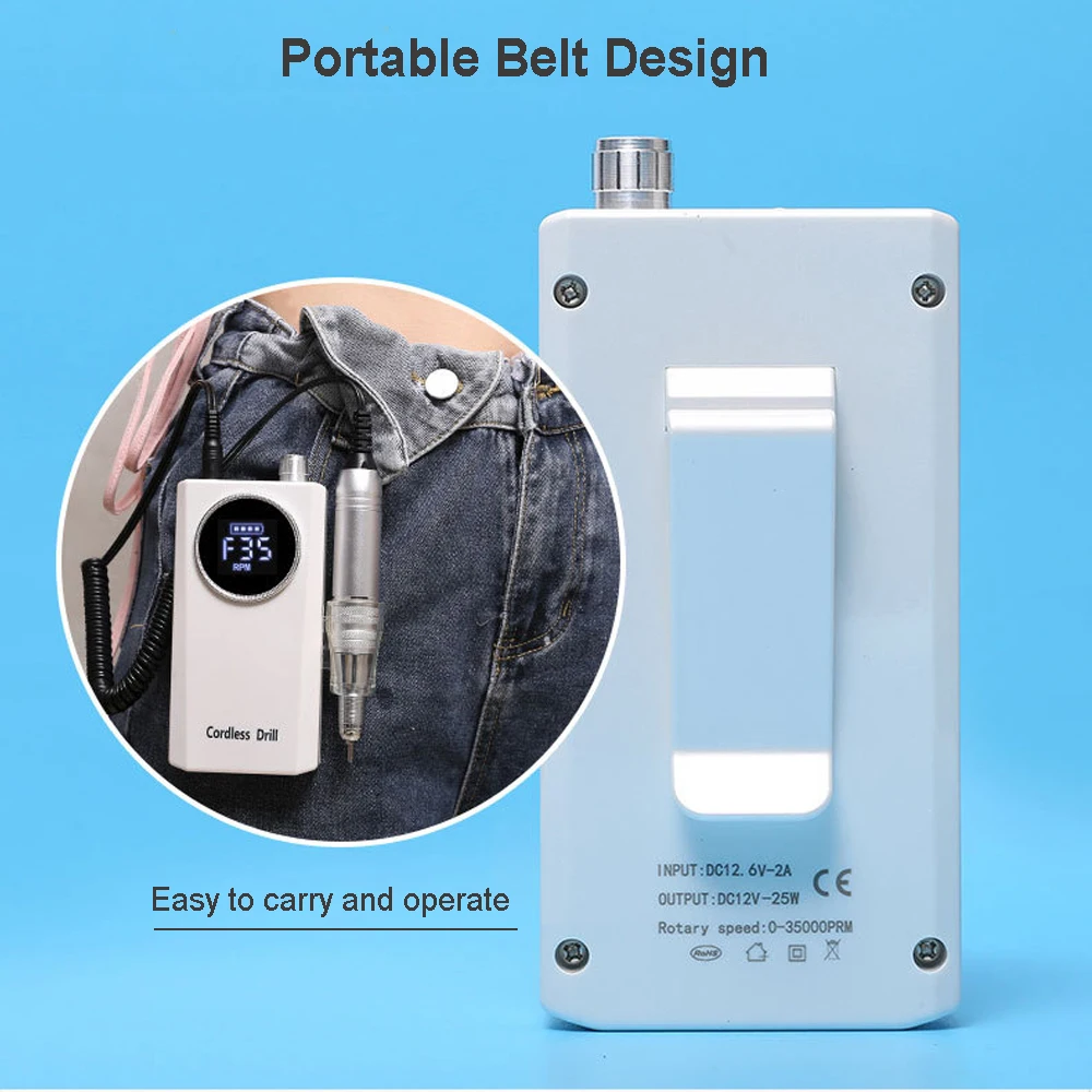 35000 دورة في الدقيقة آلة حفر الأظافر قابلة للشحن 4000 مللي أمبير مجموعة حفر مانيكير لجل طلاء الأظافر ساندر مسمار أداة صالون المنزل #4