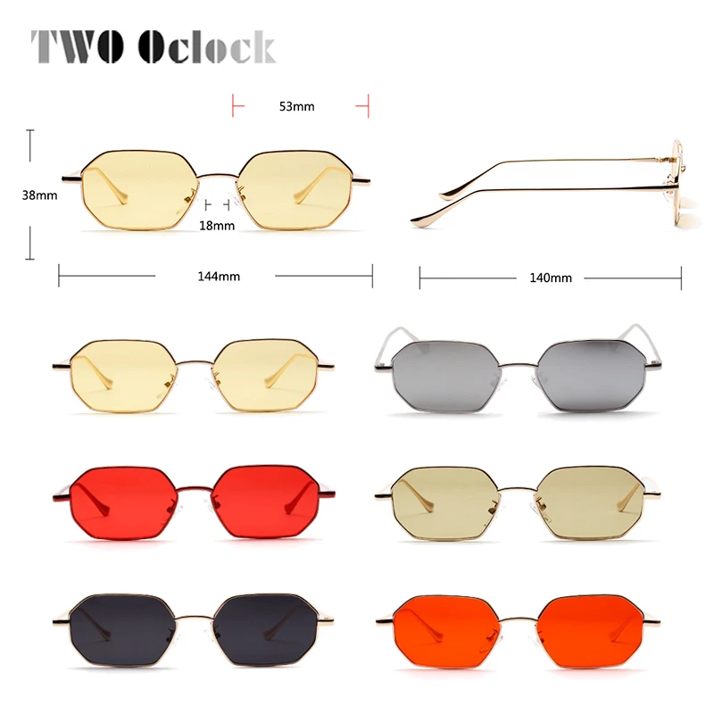 สอง Oclock Retro แว่นตากันแดดผู้หญิงสีเหลืองสีแดงเลนส์มีเมฆแว่นตา UV400 Ultra-light แว่นตากันแดด VINTAGE แว่นตาโลหะ 881304