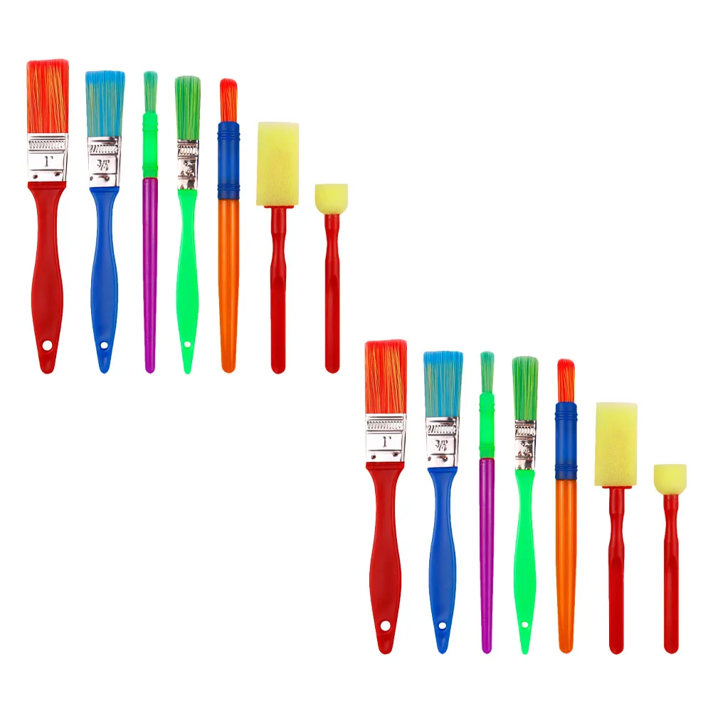 

14 Pcs Brush Tool Sponge Paintbrushes Watercolor Painting for Multicolored Plastic Small Doodling
