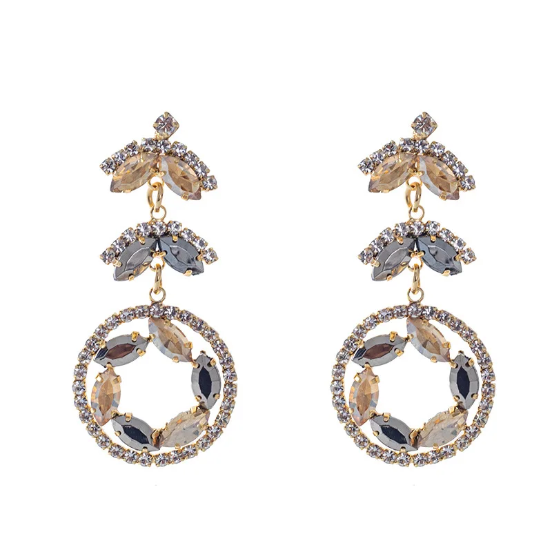 Fashion Diamond Series Creative Temperament Crystal Diamond Earrings Flower Earrings Female Super Flash Internet celebrity ins