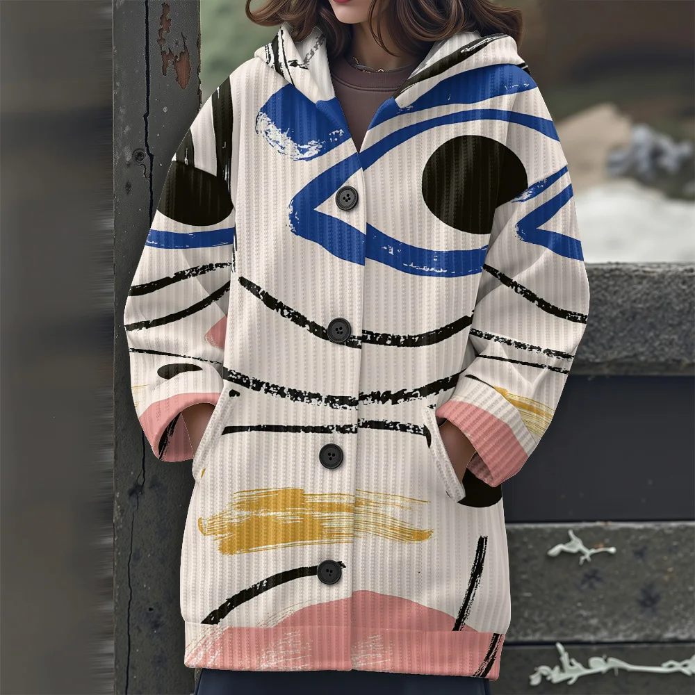 Abstract Geometry Long sweater colored geometry casual women's sweater 2025 New Women's  Long-sleeved sweater #4