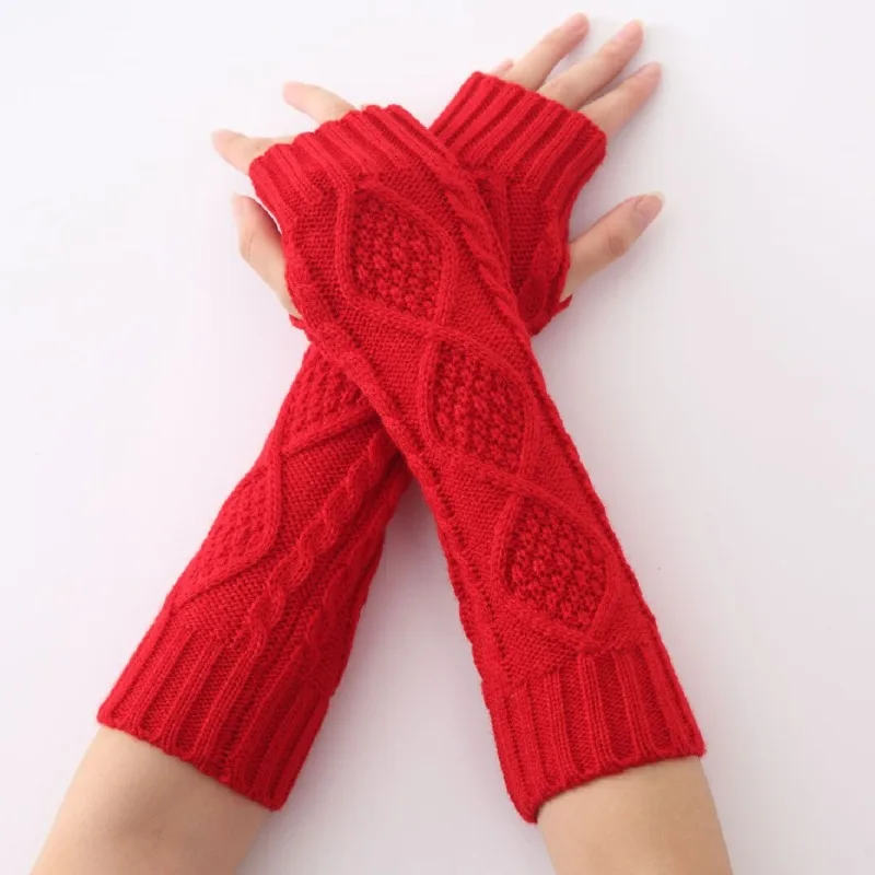 

Botvotee Red Sleeves for Women Y2k Accessories Arm Warmers Free Shipping Fingerless Gloves Winter Knit Cute Fashion Burgundy
