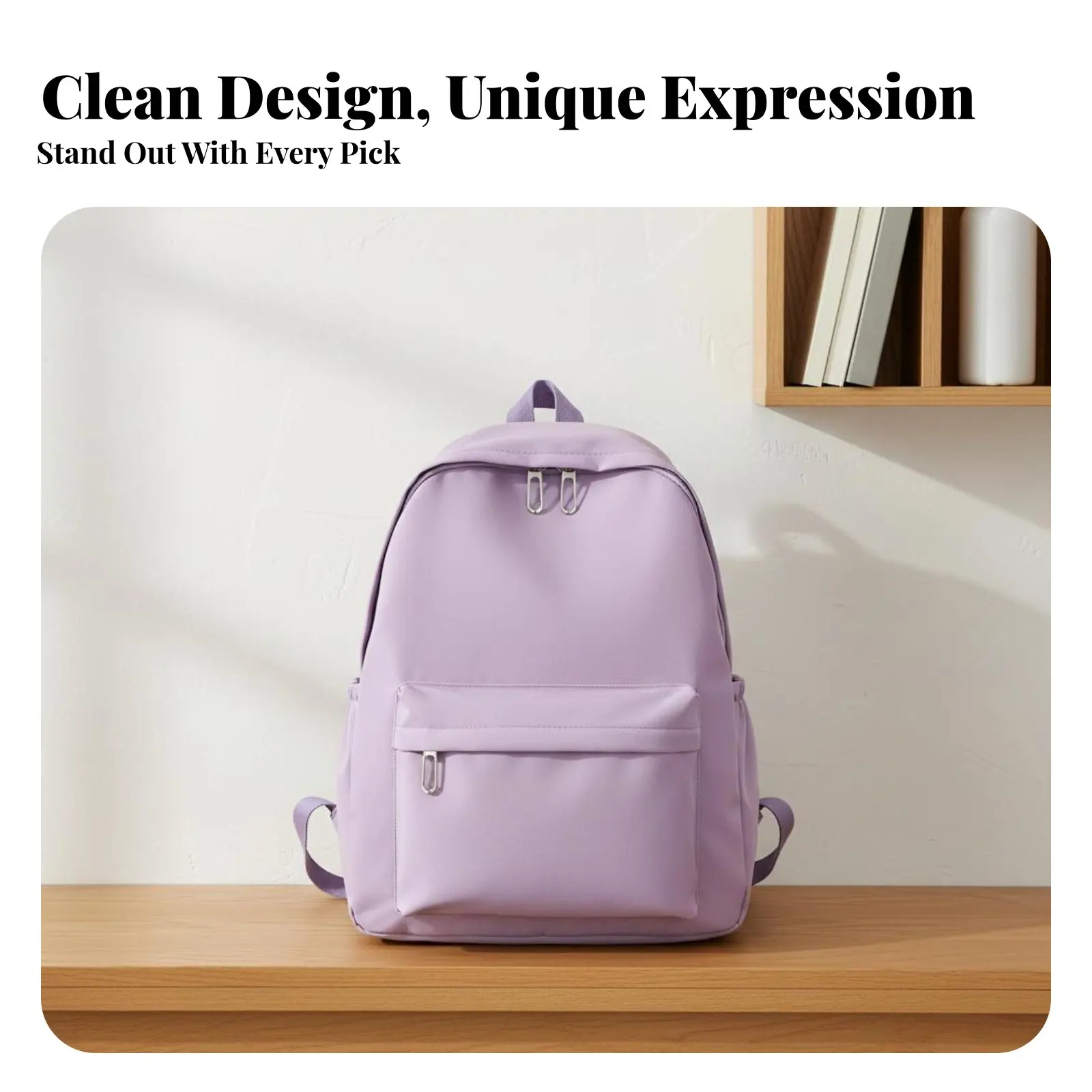 

Plain Color Backpack Large Capacity Simple School Backpack Nylon Student Bookbag Long-Lasting Minimalist Academic Grounds