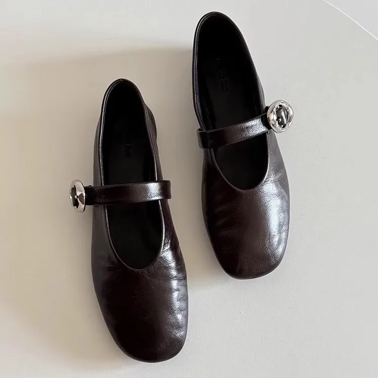 

eepskin Version Mary Jane oes Women's Genuine Leather Slip-On Flat Bot Ballet oes Commute Low Cut Single oes