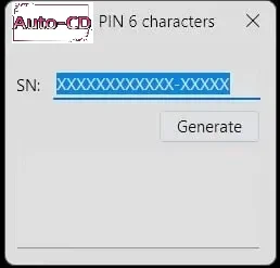 AutoCD AutoCD PIN 6 Generator for New 6 Characters PIN Codes