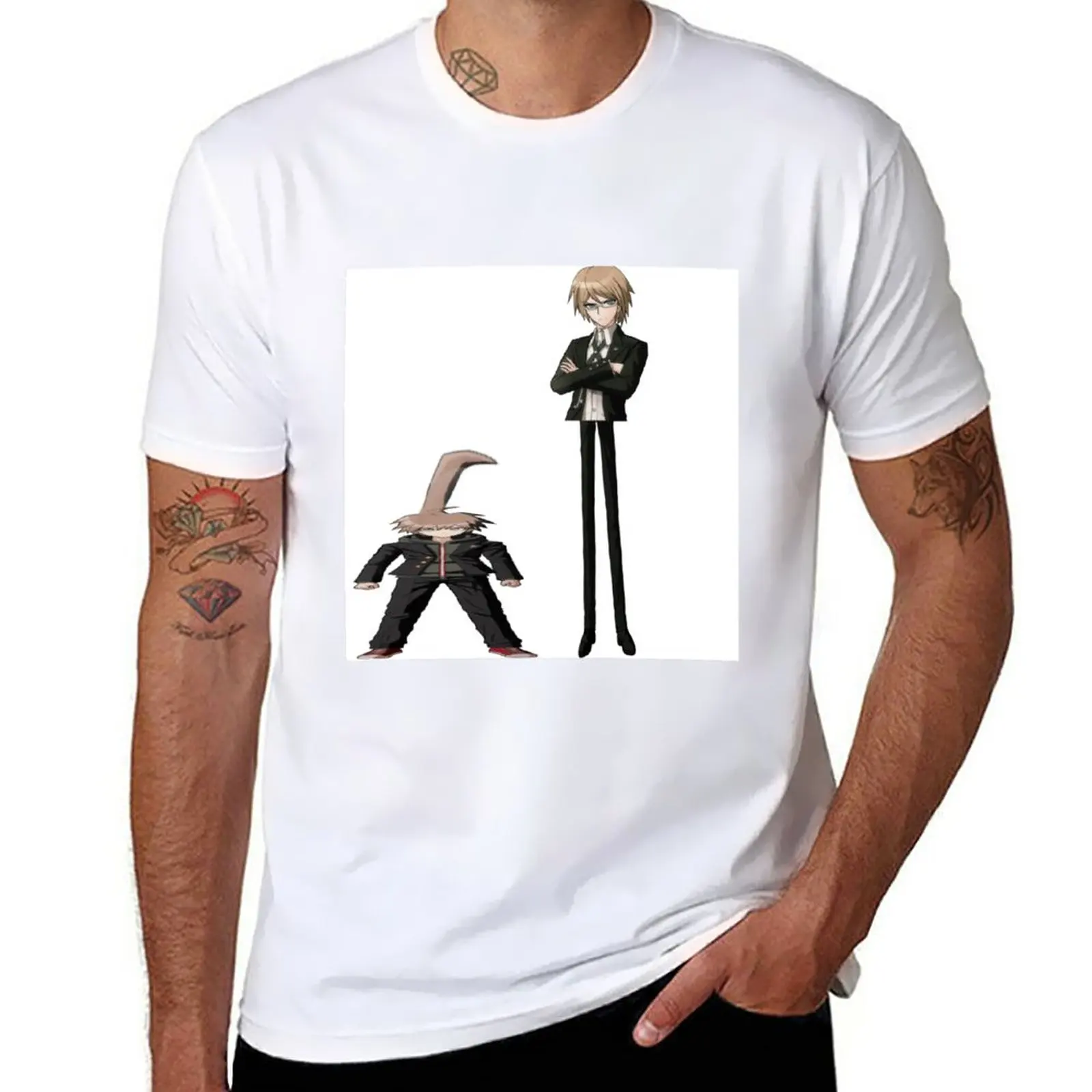 

Мужская летняя футболка оверсайз с длинным рукавом и изображением проколенных данганронпы