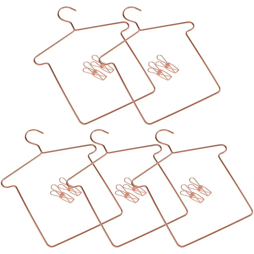 

Набор из 5 миниатюрных металлических вешалок для кукольного гардероба, аксессуар для мебели, подставка для демонстрации миниатюрной одежды