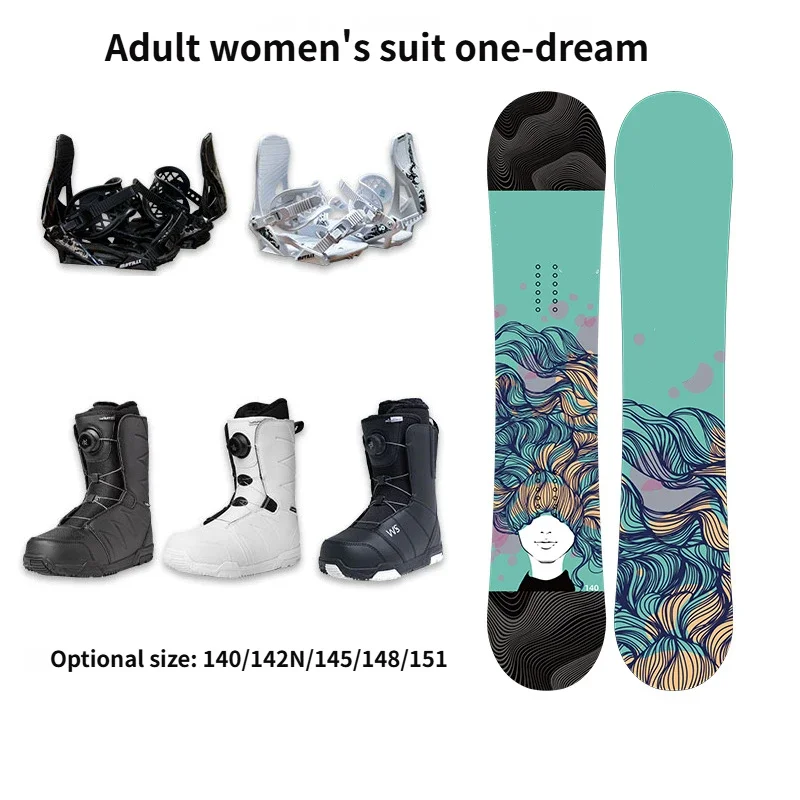 포플러 코어 성인용 올 마운틴 스노보드 세트 가시의 장미 패턴 바인딩 부츠 포함 스노보드 세트