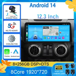 12.3 Inch Android 14 1920*720P For Jeep Wrangler 3 JK 2011-2017  Car GPS Multimedia Player Wireless Carplay Car Radio