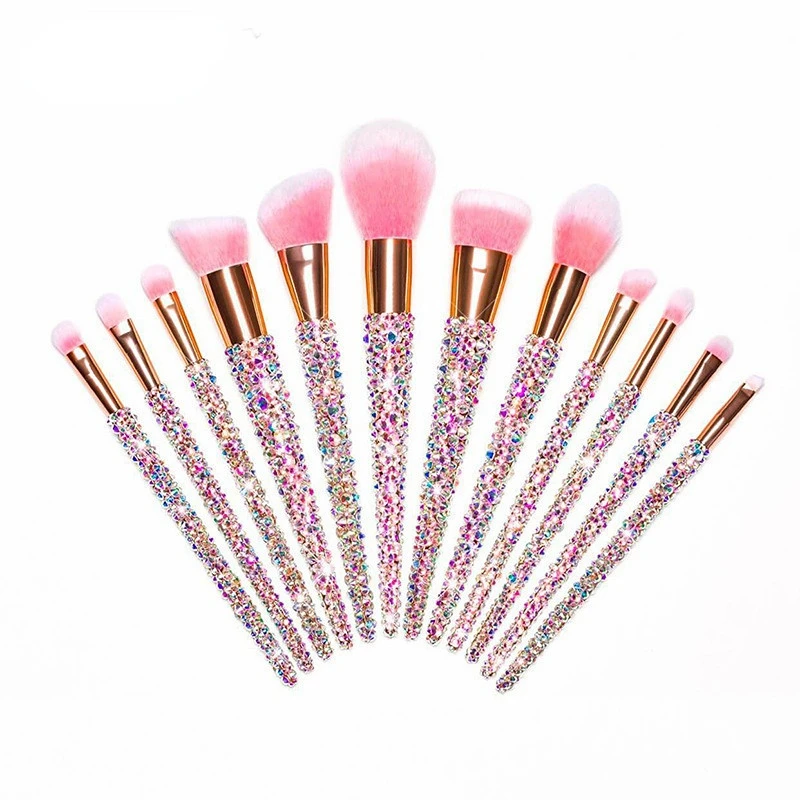 12 pcs bling makeup make up brush set diamond bling rhinestone makeup brush set