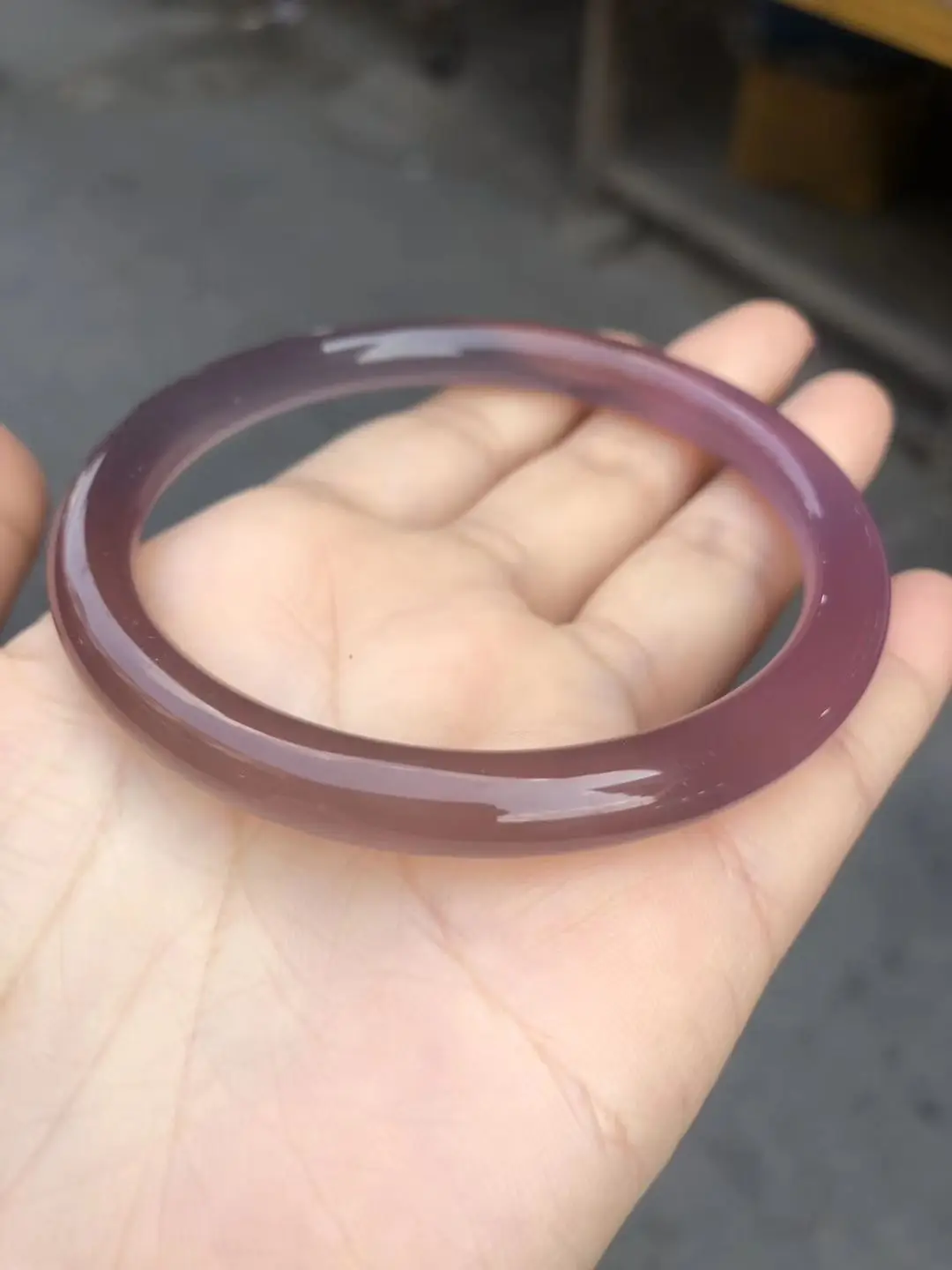 Round Strips Ice Color Natural Chalcedony Agate Bracelet Exquisite Jade Bangle Jewelry Accessories