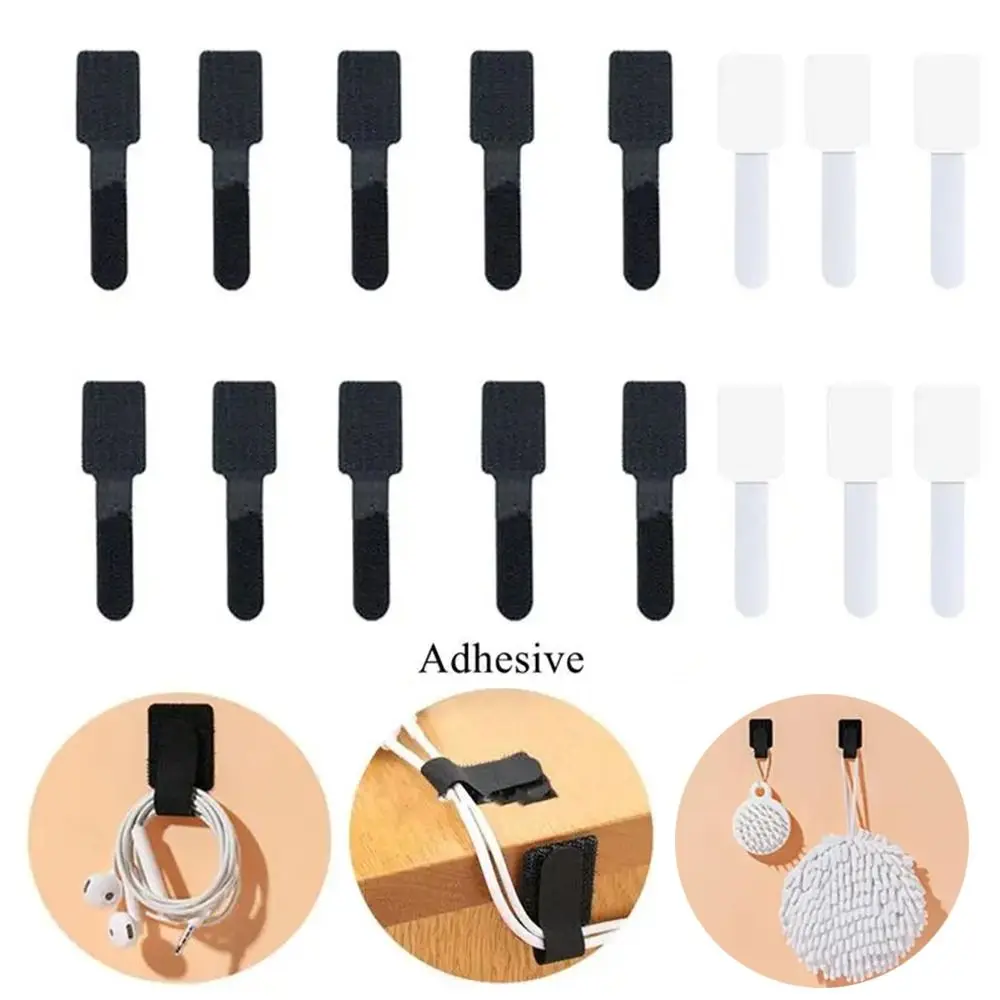 Durable Reusable Cable Ties Adjustable T-Type Wire Organizer Self Adhesive Straps Manager