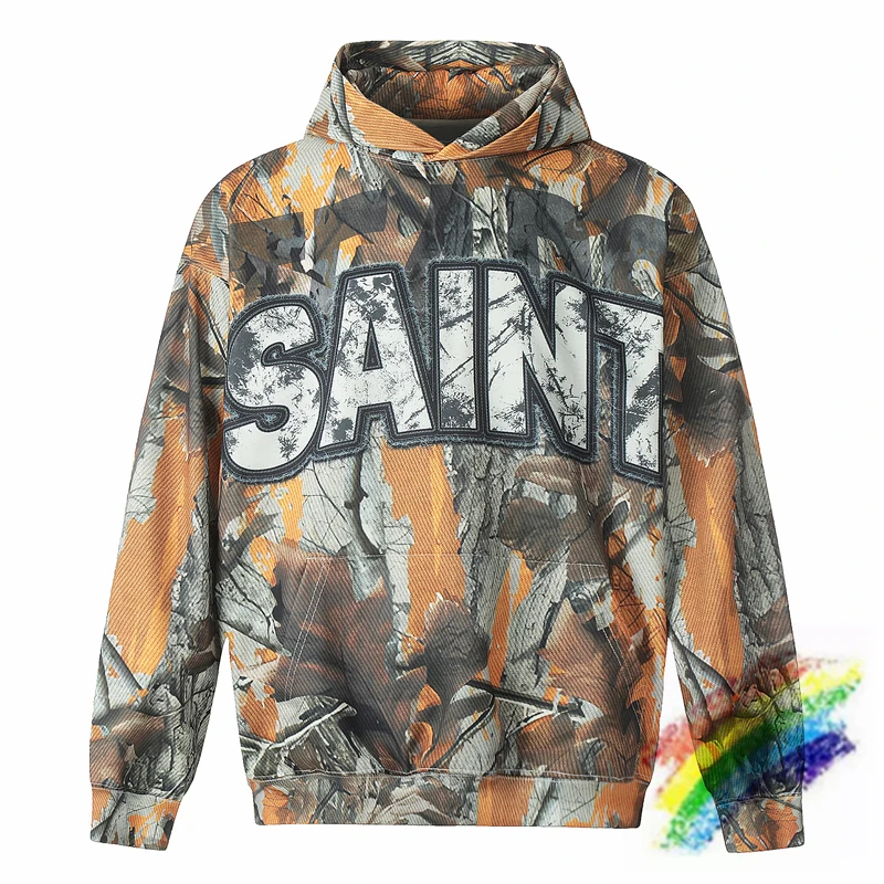 Camouflage Saint Tears Hoodie Hooded Men Women Top Version Oversized Pullovers