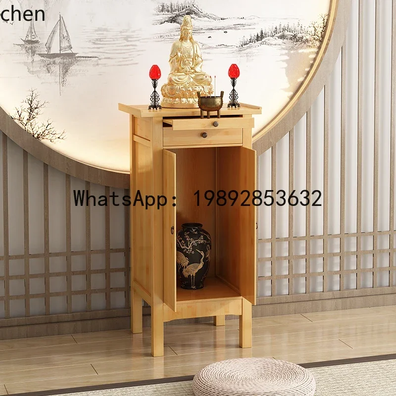A2-25  solid wood casket new Chinese vertical cabinet with door small incense case home offering table