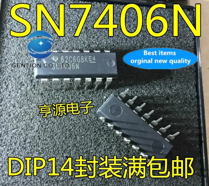 10 قطعة 100% أصلي جديد في المخزون SN7406N 7406 في الخط DIP-14 رقاقة سائق العازلة والخط