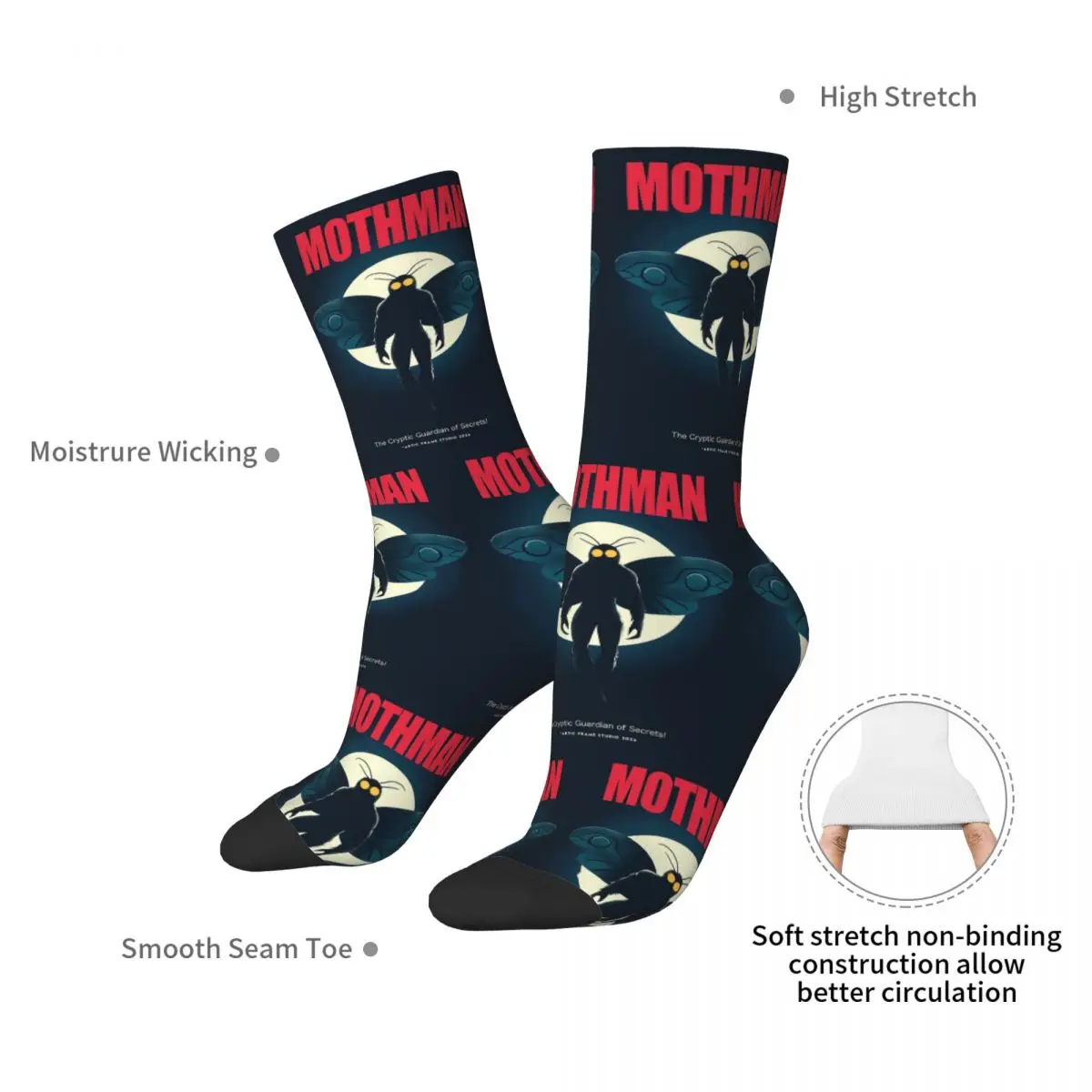 Mothman Poster Cryptid Legend Socks Harajuku Stockings All Season Long Socks Accessories for Man's Woman's Birthday Present