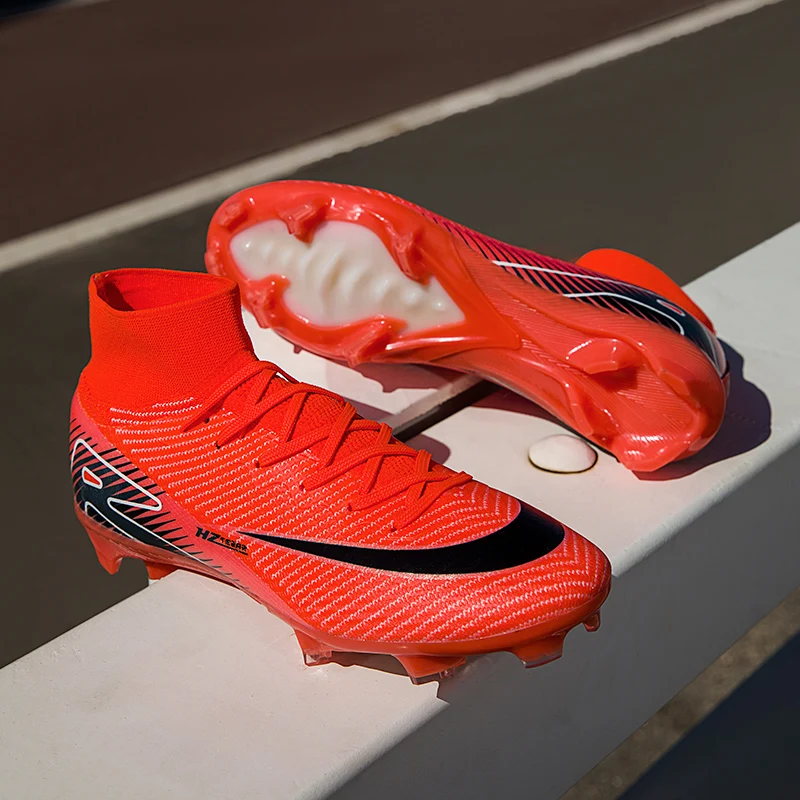 Soccer Cleats Boys Youth Training Football Cleats Athletic Outdoor Girls Soccer Shoes High-top Kids Football Shoes