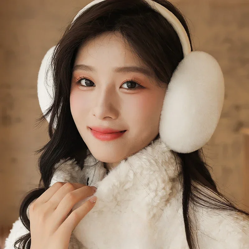 

Faux Rabbit Fur Earmuffs Women Hang Ear Cover Warm Winter Headwear Solid Ear Muffs Fur Earmuffs Men Unisex Adult Ear Warmer Fold