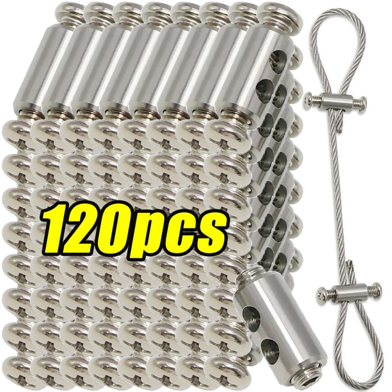 10/120pcs Stainless Steel Wire Rope Cable Clamp Waterproof Metal Copper Fixed Clips Cable Crimp Ring Sling Fastener Accessories