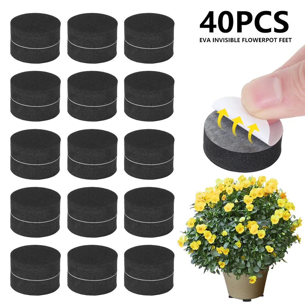 40Pcs Flower Pot Feet EVA Round Flower Pot Risers Kit Self-adhesive Invisible Flower Pot Pad Non-slip Pot Stands Garden Supplies
