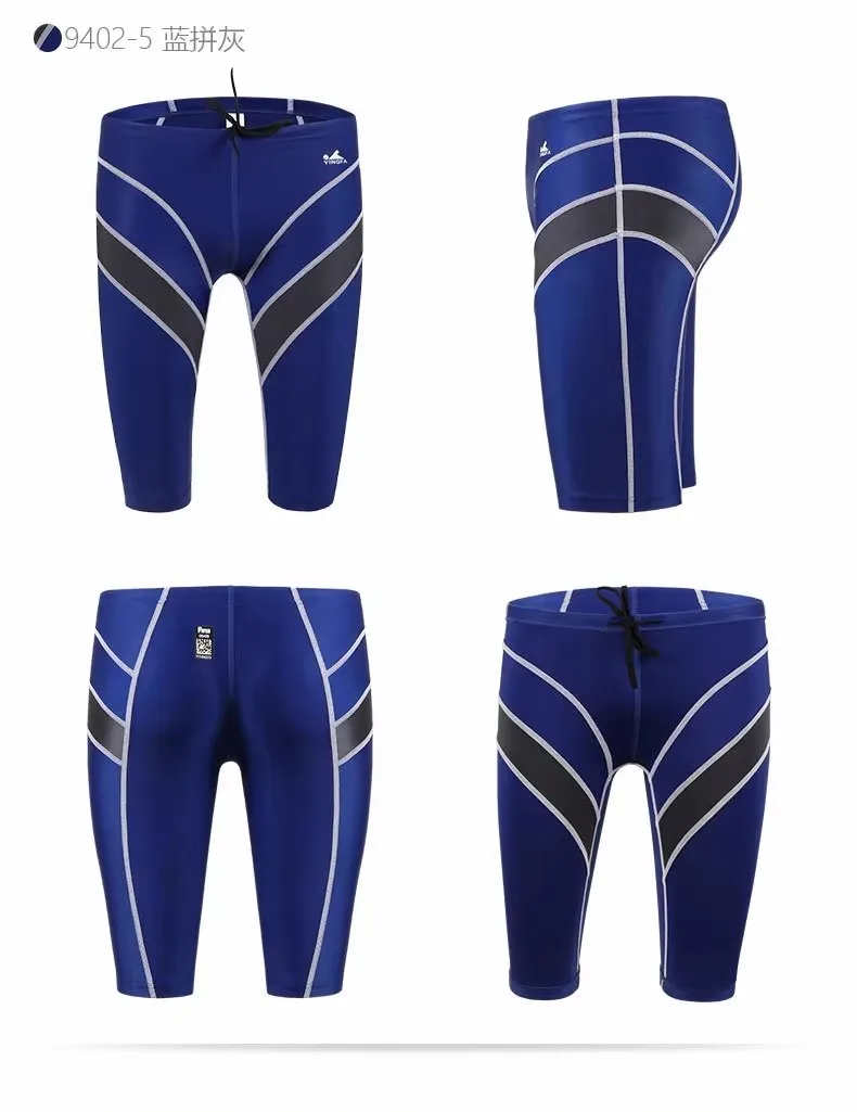 Yingfa FINA Men\'s Professional Racing Swimming Trunks Chlorine Resistant Fabric High Elasticity Knee Length Swimming Jammer