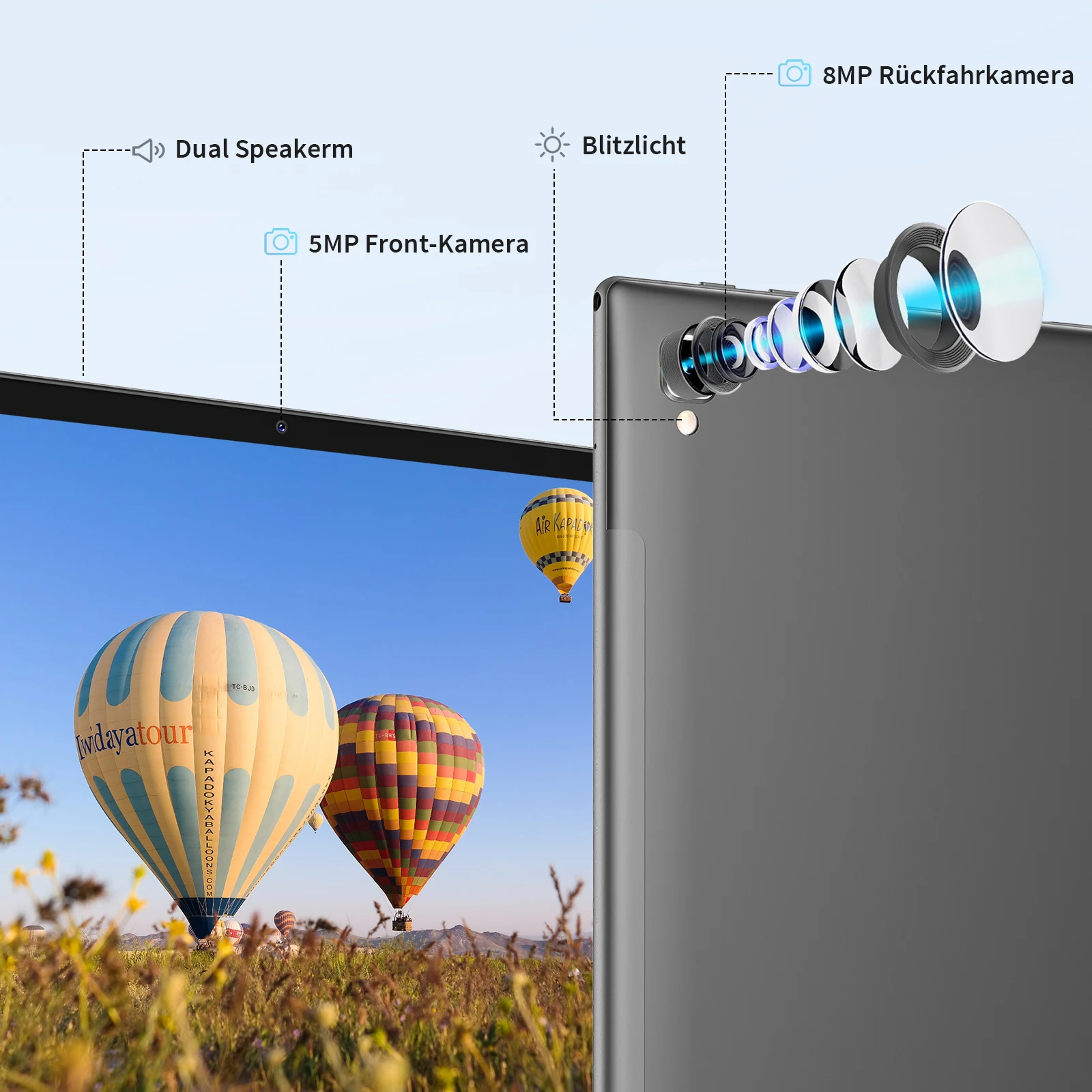 Relndoo 10.1-Inch Tablet Android 14, 8GB(4+4GB Expanded) RAM 64GB ROM, IPS HD Screen, 5MP+8MP Dual Camera, WiFi, BT 5.0, Type C