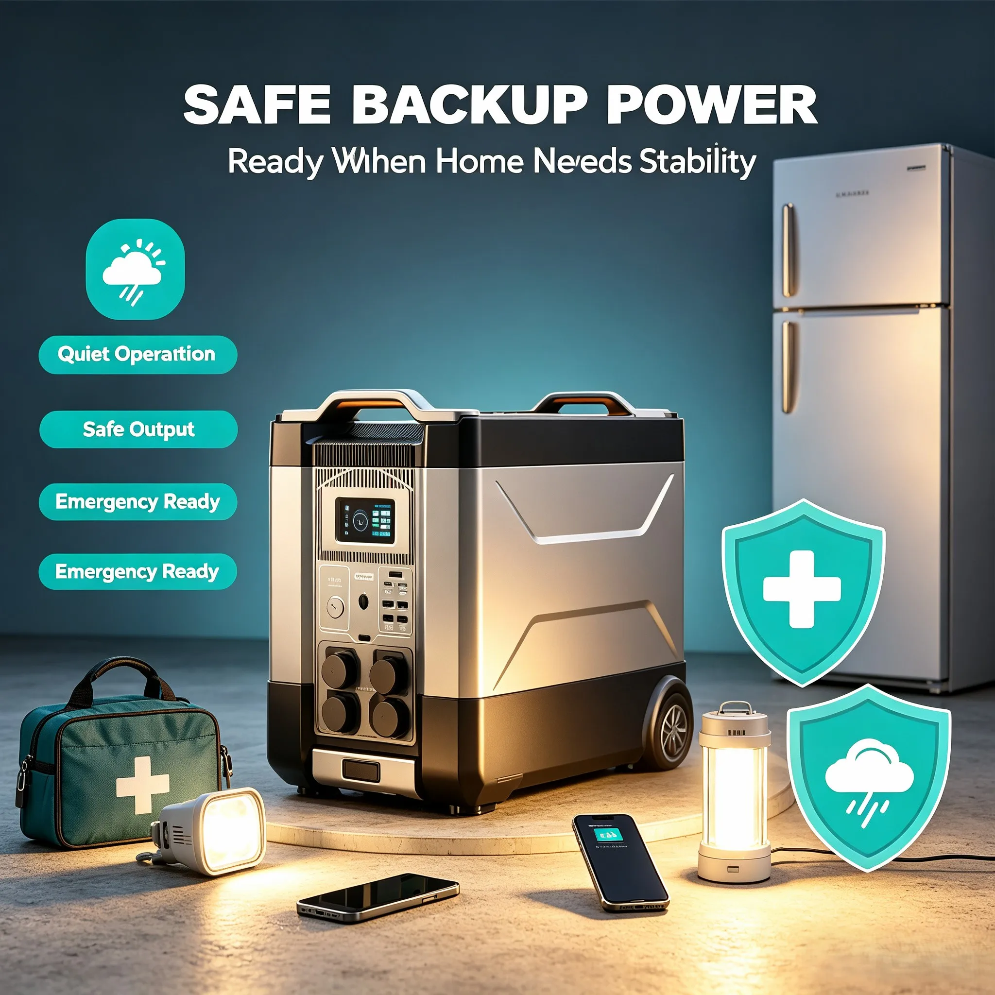 R4000 4000W 6000W Peak Portable Power Station 3456Wh LiFePO4 Solar Generator