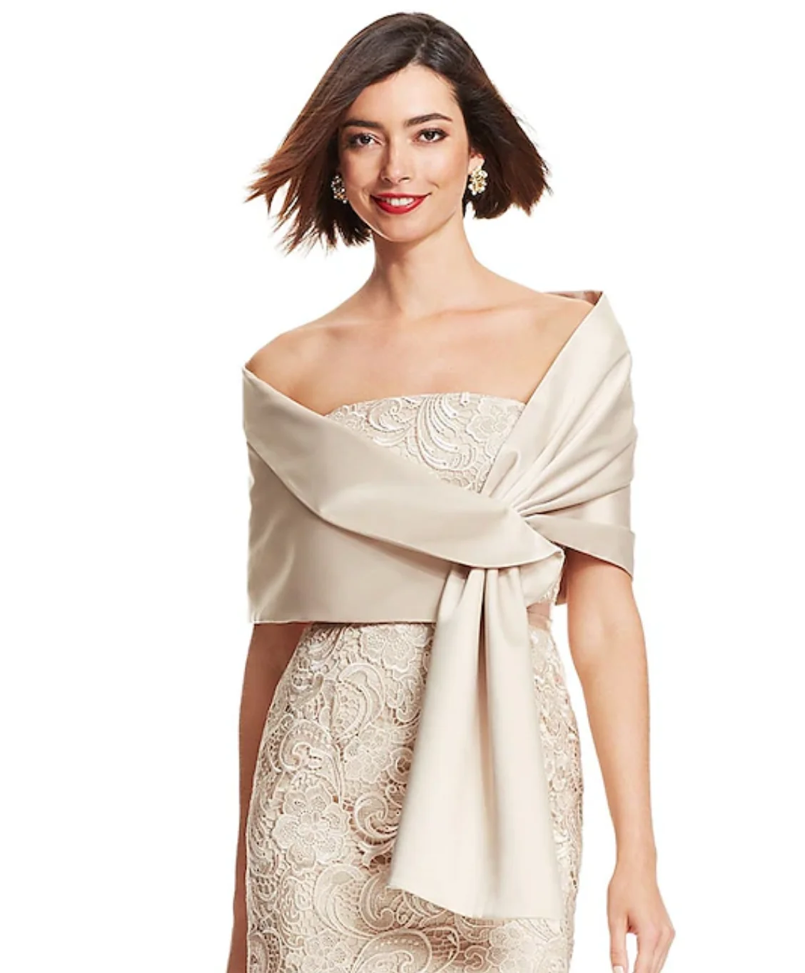 Women‘s Wrap Shrug Vintage Classy Elegant Sleeveless Satin Wraps With Pure Color For Formal Spring & Fall dress to impress 2024