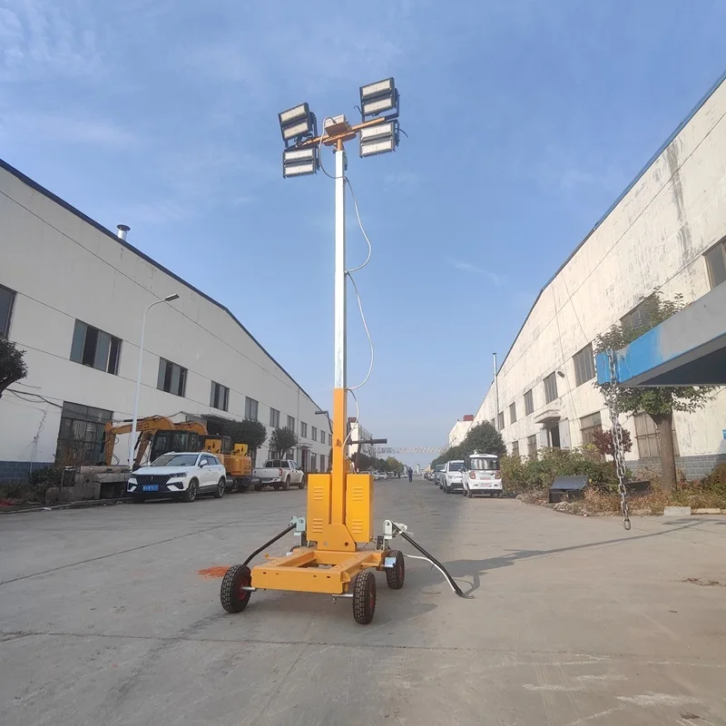 5M Telescopic Mast trolley Hand Push Mobile Lighting Tower with Light Emitting Diode