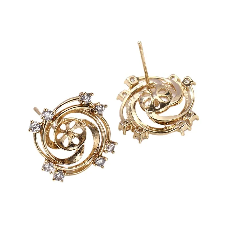 

1 пара позолоченных медных серег-гвоздиков E250 с жемчугом и серебряной иглой S925, фурнитура для изготовления ювелирных изделий, аксессуары для DIY украшений