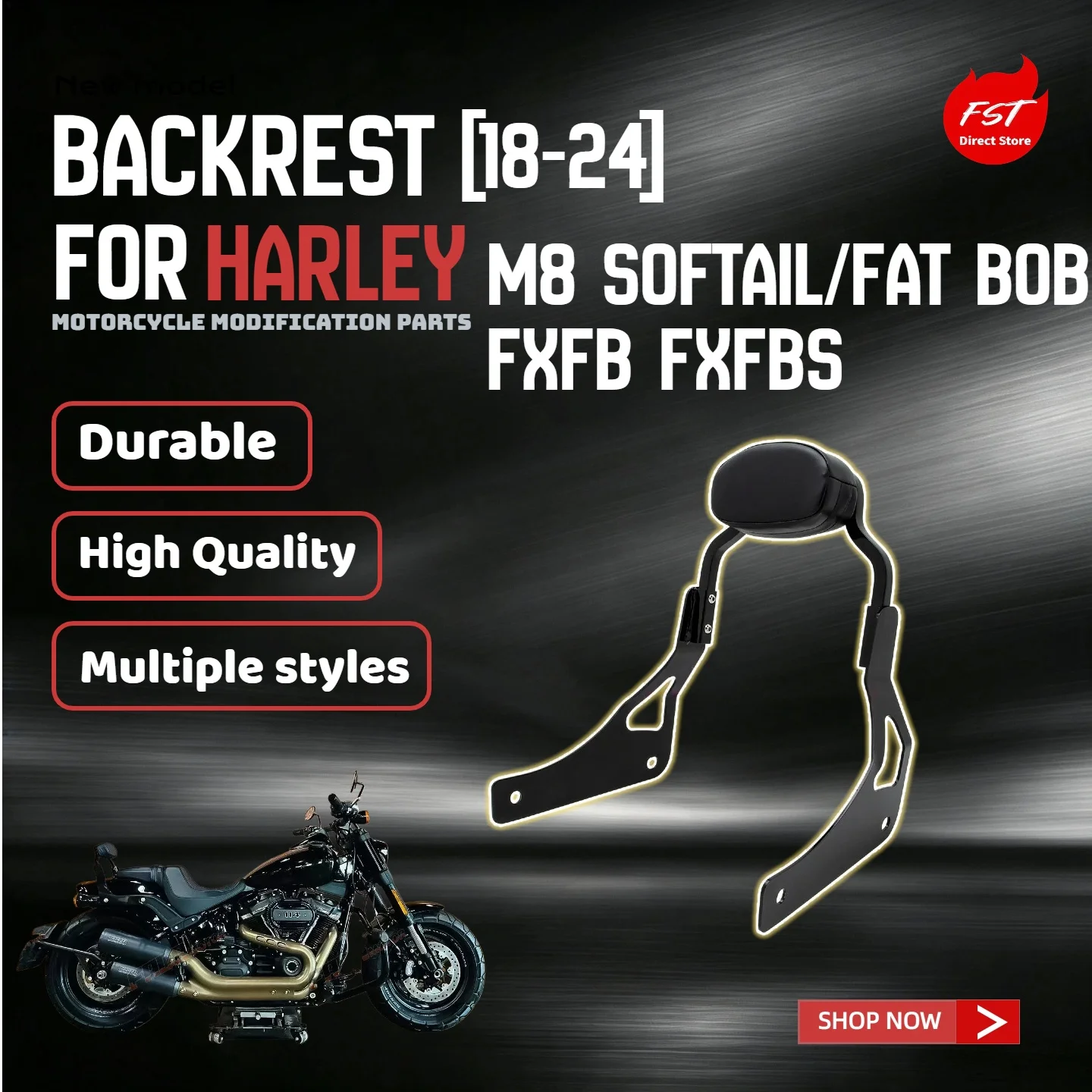For Harley M8 Softail Fat Bob FXFB FXFBS 2018-2024 Motorcycle Passenger Mini Backrest Sissy Bar Modification Accessories