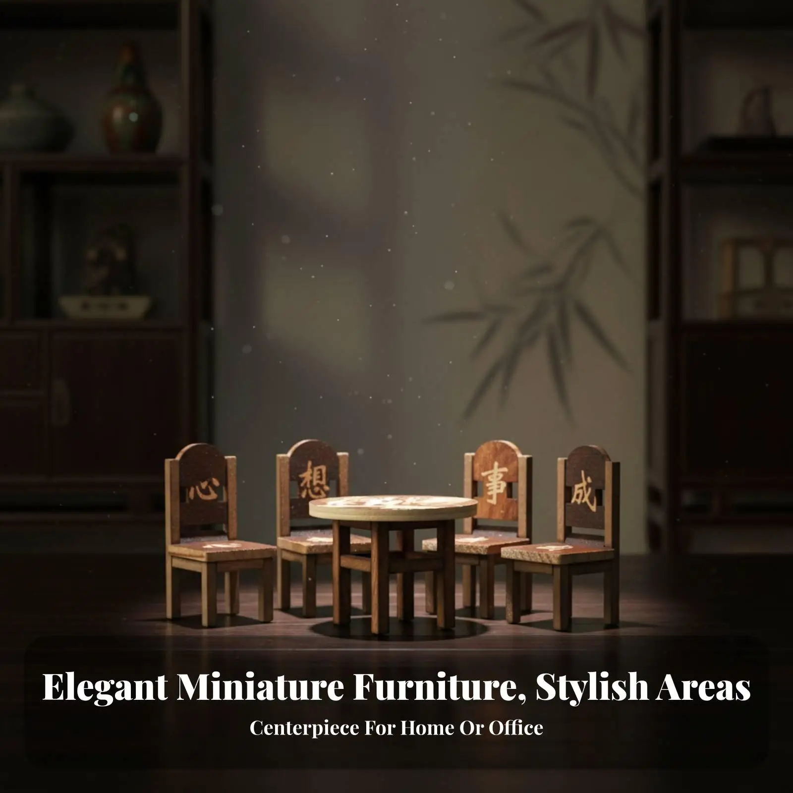 Miniature Wood Table and Chair Set Dollhouse Furniture for 1 6 Scale Dolls House Decor Creative Japanese Style Tiny Prop