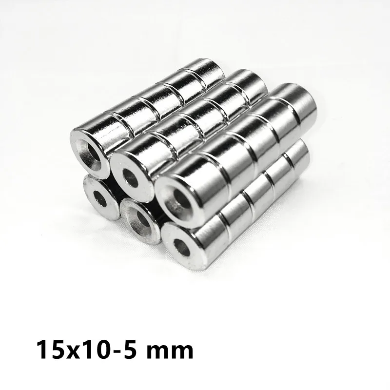 5~50PCS 15x10-5 mm Neodymium Magnet 15x10 mm Hole 6mm Round Strong Countersunk Permanent Magnets 15*10-5 Powerful Magnet 15*10