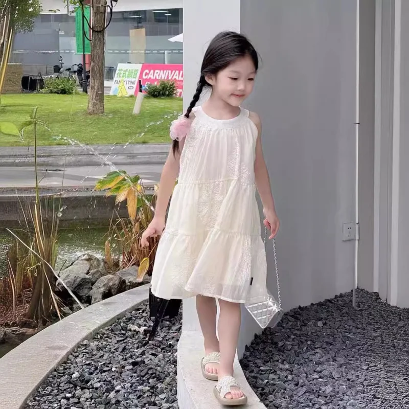 Girl's Dress Embroidered Flower Dress Princess Dress2025Summer New Foreign Trade Children's Wear Factory Supply Delivery