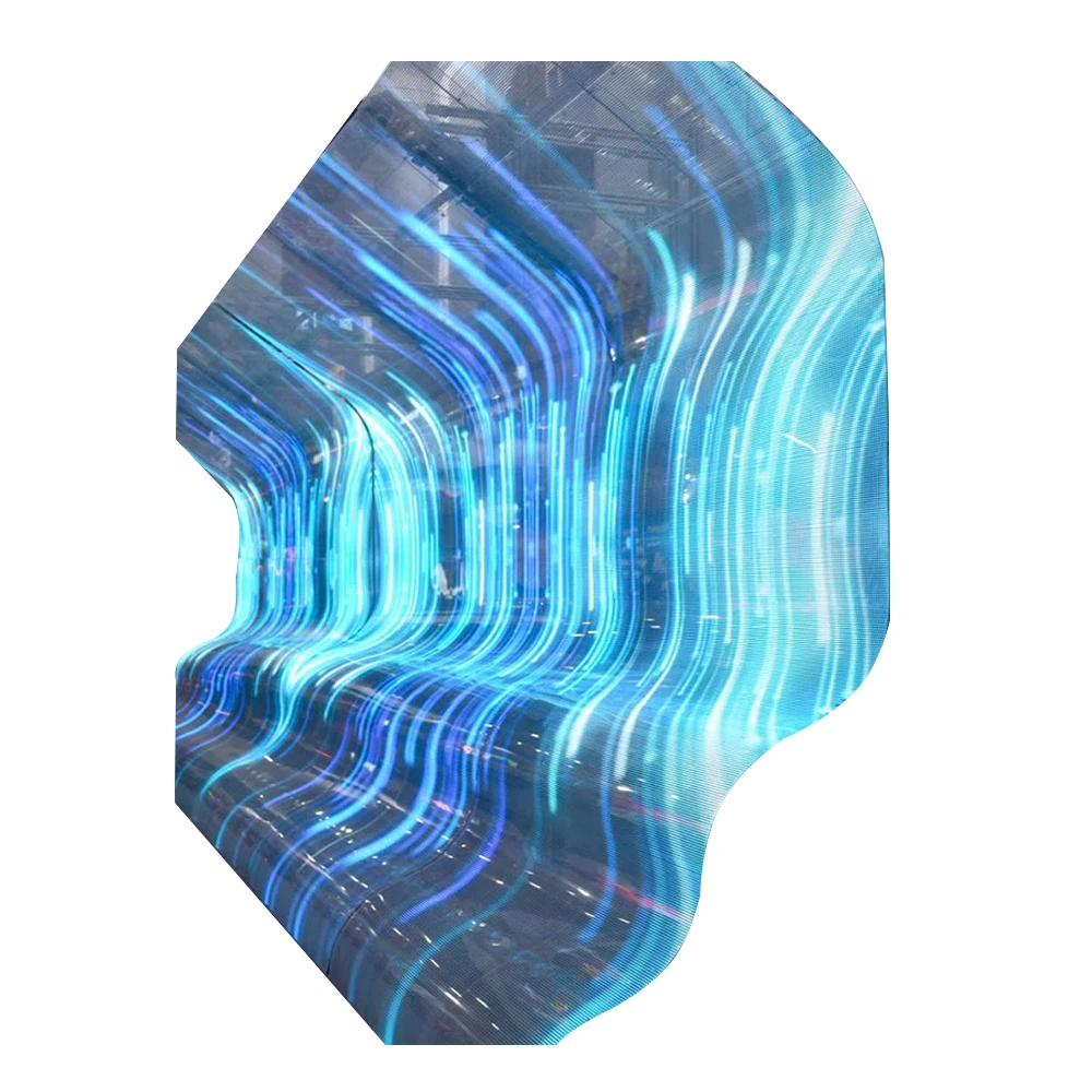 شاشة عرض LED بالألوان الكاملة P4، طبقة LED مرنة مع شفافة عالية