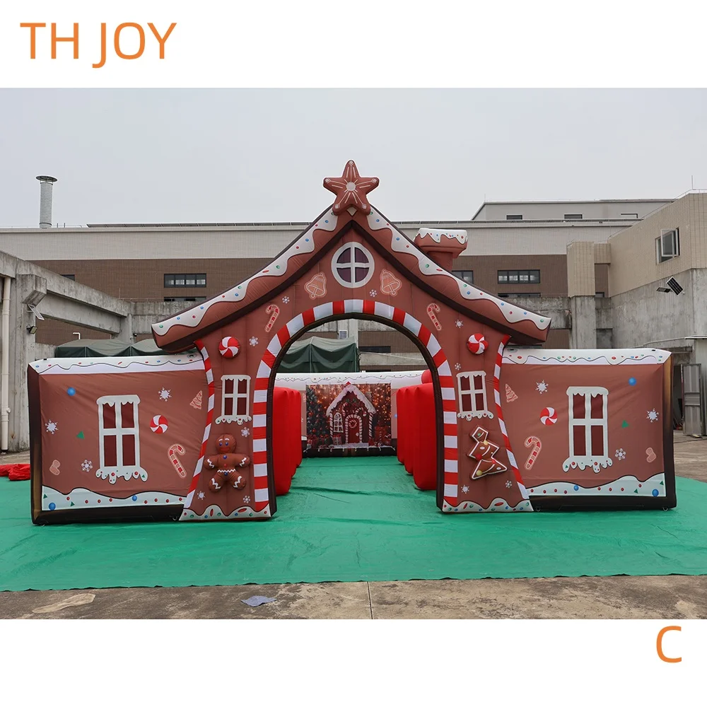 fast air ship to door, 8x8m custom Christmas inflatable maze gingerbread inflatable Christmas house with 8 carnival games combos