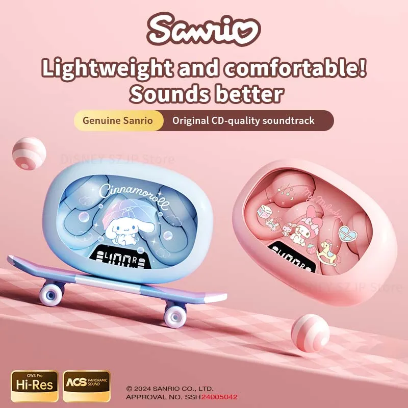 Sanrio X53 EarClip Bluetooth 5.4 TWS 이어 버드 스테레오 HD 통화 이어폰 소음 차단 무선 헤드폰 스포츠 헤드셋