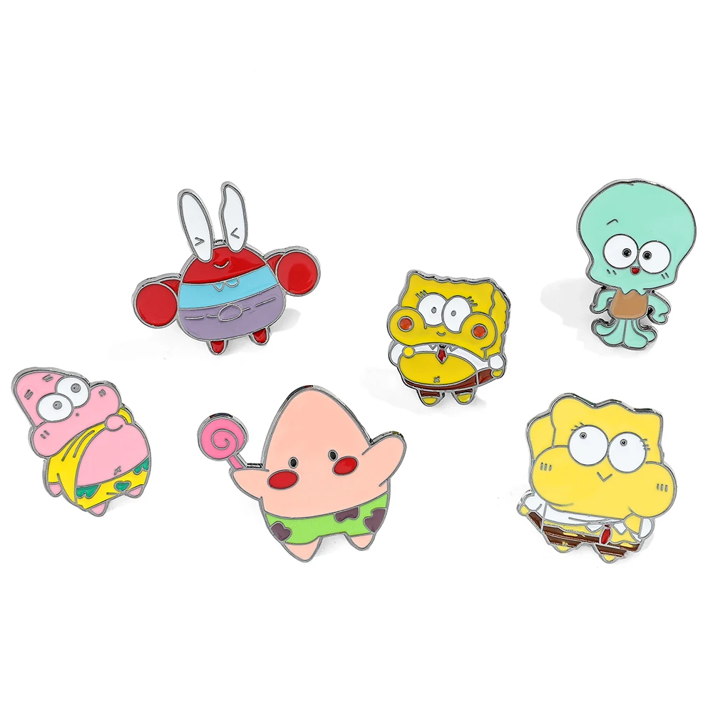 Cartoon Anime SpongeBob SquarePants Patricks Stars Garys Badges Decoration Coat Lapel Pin Jewelry Girls Gift