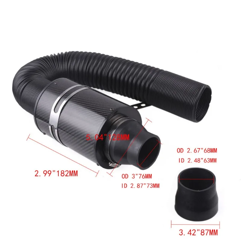 76mm-interface-general-purpose-car-modification-parts-carbon-fiber-style-high-flow-short-range-cold-air-intake-pipe